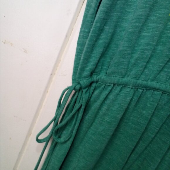 Prana Dress Women M Short Sleeve Embroidery Cinch Waist Athleisure Green Yellow - Picture 10 of 15